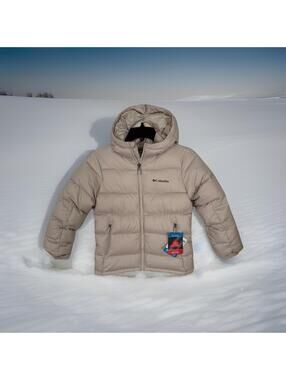 $90 Columbia Youth Size 8 S Pike Lake II Hooded Omni Heat Puffer Jacket Tan